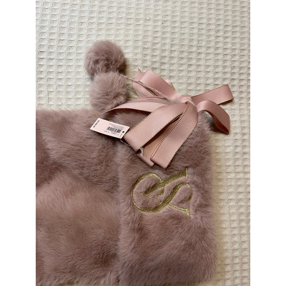 NWT Victorias Secret Blush Pink Fuzzy Pom Pom Christmas Holiday Stocking - Picture 9 of 9
